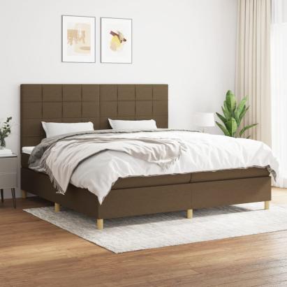 Pat box spring cu saltea, maro închis, 200x200 cm, textil GartenMobel Dekor