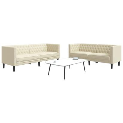 Set canapele Chesterfield cu 2 locuri, crem, piele eco. GartenMobel Dekor