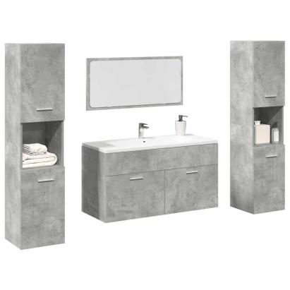 Set mobilier de baie, 4 piese, gri beton, lemn compozit GartenMobel Dekor