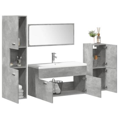 Set mobilier de baie, 5 piese, gri beton, lemn prelucrat GartenMobel Dekor
