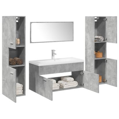 Set mobilier de baie, 5 piese, gri beton, lemn prelucrat GartenMobel Dekor
