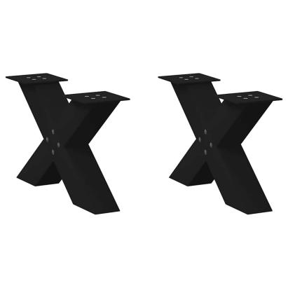 Picioare măsuță cafea în formă X 2 buc Negru 60x(30-31) cm Oțel GartenMobel Dekor