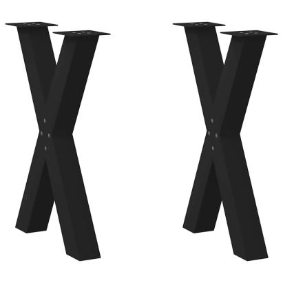 Picioare pentru masă în formă X 2 buc Negru 50x(72-73) cm Oțel GartenMobel Dekor
