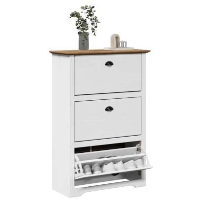 Suport pantofi „BODO” alb și maro 80x35x118 cm GartenMobel Dekor