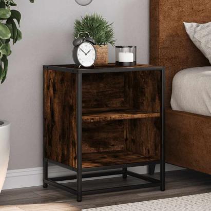 Noptiera stejar afumat 40x31x50 cm lemn prelucrat si metal GartenMobel Dekor