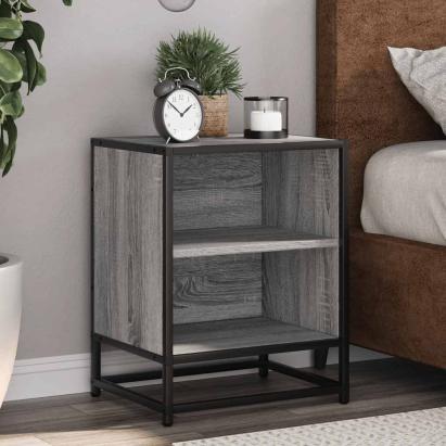 Noptiera gri Sonoma 40x31x50 cm lemn prelucrat si metal GartenMobel Dekor
