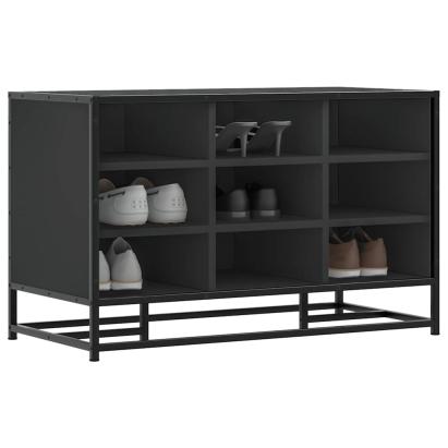 Bancă de pantofi neagră 84x40x53,5 cm lemn și metal prelucrat GartenMobel Dekor