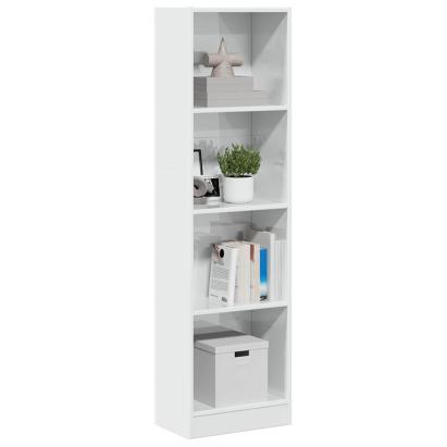 Bibliotecă, alb extralucios, 40x24x143 cm, lemn prelucrat GartenMobel Dekor