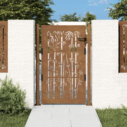 Poartă pentru grădină, 105x155 cm, oțel corten, model bambus GartenMobel Dekor