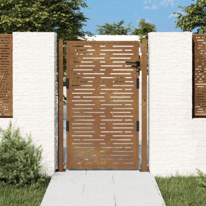 Poartă pentru grădină, 105x130 cm, oțel corten, dreptunghiuri GartenMobel Dekor