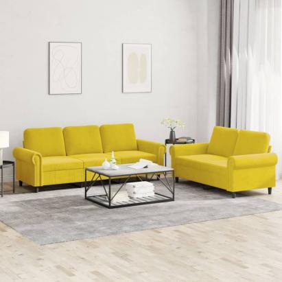 Set de canapele cu perne, 2 piese, galben, catifea GartenMobel Dekor