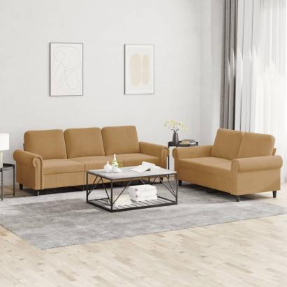 Set de canapele cu perne, 2 piese, maro, catifea GartenMobel Dekor