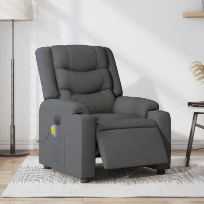 Fotoliu electric de masaj rabatabil, gri închis, textil GartenMobel Dekor