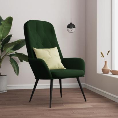 Scaun de relaxare, verde închis, catifea GartenMobel Dekor
