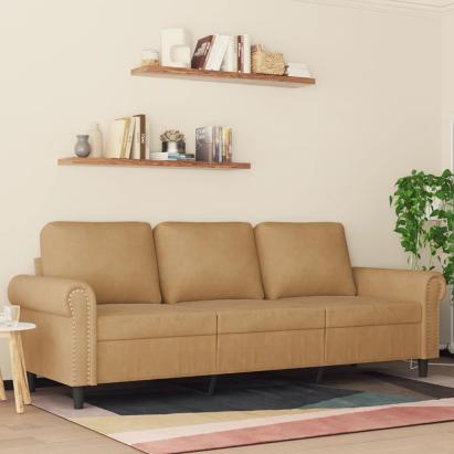 Canapea cu 3 locuri, Maro, 180 cm, catifea GartenMobel Dekor