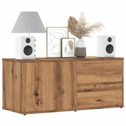 Comodă TV, stejar artizanal, 80x34x35,5 cm, lemn prelucrat GartenMobel Dekor