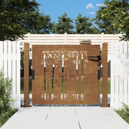 Poartă pentru grădină, 105x80 cm, oțel corten, model bambus GartenMobel Dekor