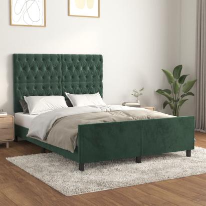 Cadru de pat fără saltea, verde închis, 140x190 cm, catifea GartenMobel Dekor