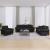 Set de canapele cu perne, 3 piese, negru, catifea GartenMobel Dekor