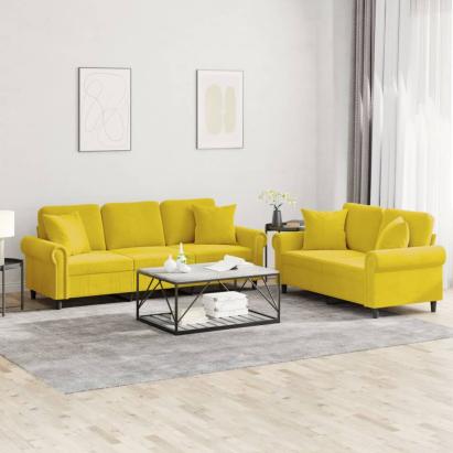 Set de canapele cu perne, 2 piese, galben, catifea GartenMobel Dekor