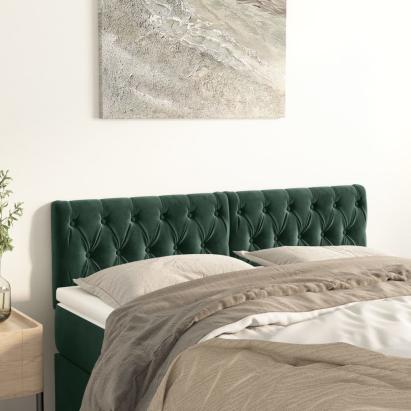Tăblii de pat, 2 buc, verde închis, 72x7x78/88 cm, catifea GartenMobel Dekor