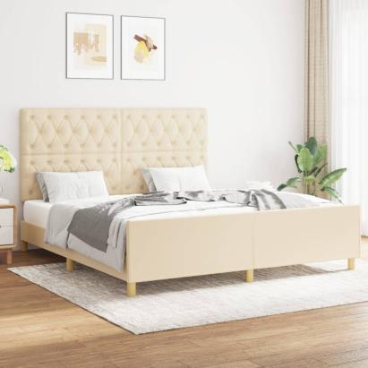 Cadru de pat fără saltea, crem, 160x200 cm, textil GartenMobel Dekor