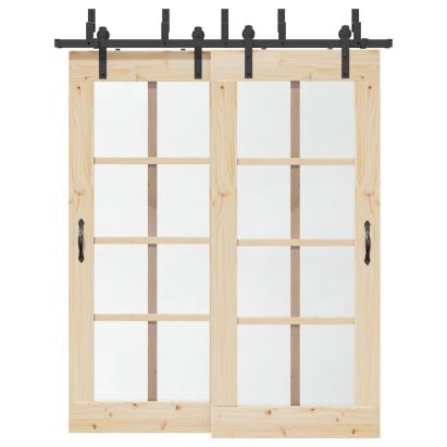 Set feronerie pentru ușă glisantă, negru, 183 cm, oțel GartenMobel Dekor