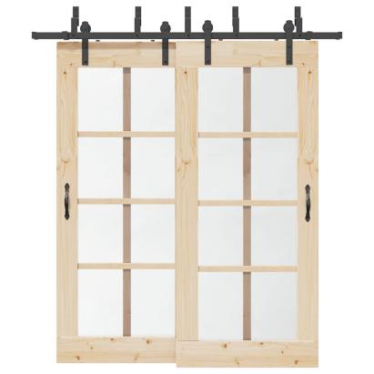 Set feronerie pentru uși glisante, negru, 200 cm, oțel GartenMobel Dekor