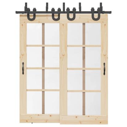 Set feronerie pentru ușă glisantă, negru, 183 cm, oțel GartenMobel Dekor