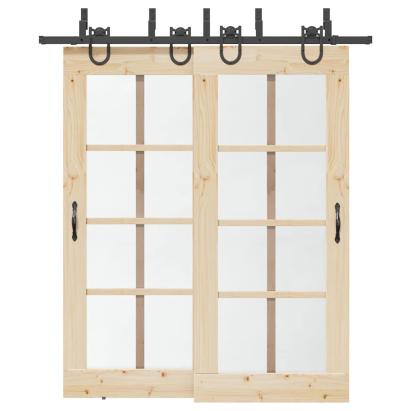 Set feronerie pentru uși glisante, negru, 200 cm, oțel GartenMobel Dekor