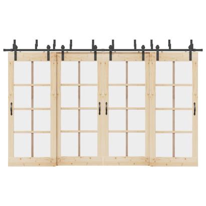 Set feronerie pentru ușă glisantă, negru, 183 cm, oțel GartenMobel Dekor