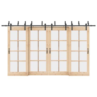 Set feronerie pentru uși glisante, negru, 200 cm, oțel GartenMobel Dekor