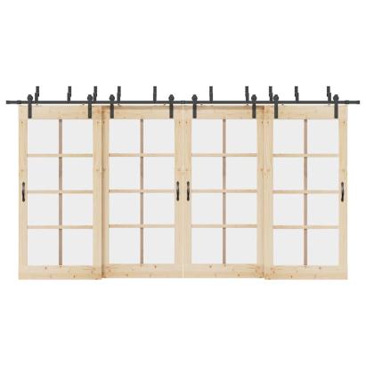 Set feronerie pentru uși glisante, negru, 213,5 cm, oțel GartenMobel Dekor