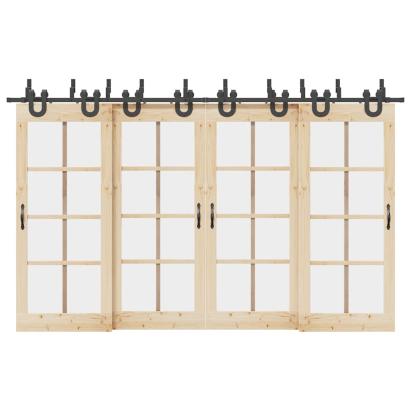 Set feronerie pentru ușă glisantă, negru, 183 cm, oțel GartenMobel Dekor