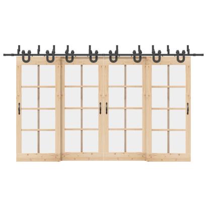 Set feronerie pentru uși glisante, negru, 200 cm, oțel GartenMobel Dekor