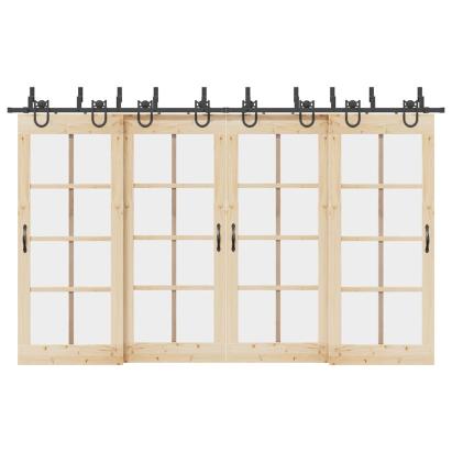 Set feronerie pentru ușă glisantă, negru, 183 cm, oțel GartenMobel Dekor