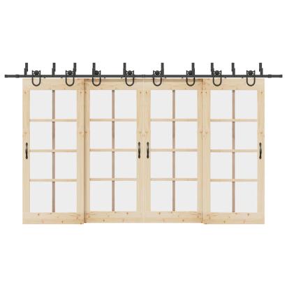Set feronerie pentru uși glisante, negru, 200 cm, oțel GartenMobel Dekor