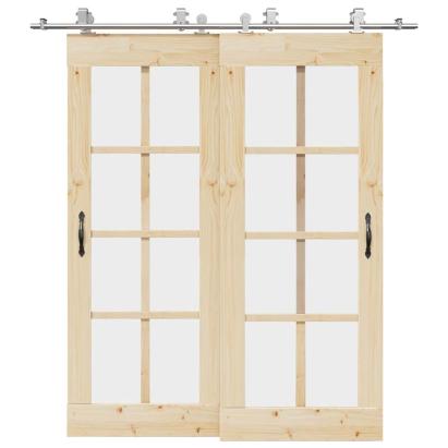 Set piese pentru ușă glisantă, argintiu, 200 cm oțel inoxidabil GartenMobel Dekor