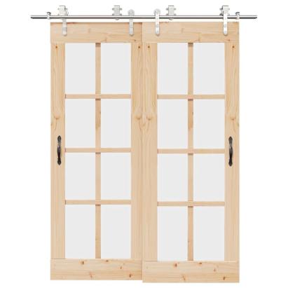 Set piese pentru ușă glisantă, argintiu, 183 cm oțel inoxidabil GartenMobel Dekor