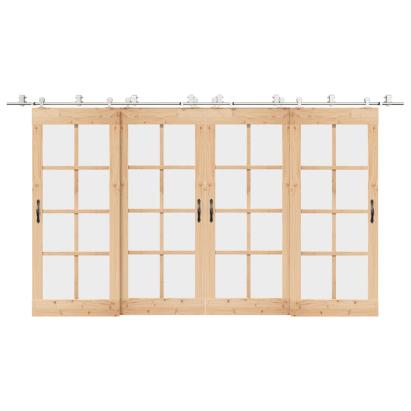 Set piese pentru ușă glisantă, argintiu, 200 cm oțel inoxidabil GartenMobel Dekor