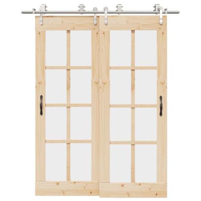 Set piese pentru ușă glisantă, argintiu, 183 cm oțel inoxidabil GartenMobel Dekor