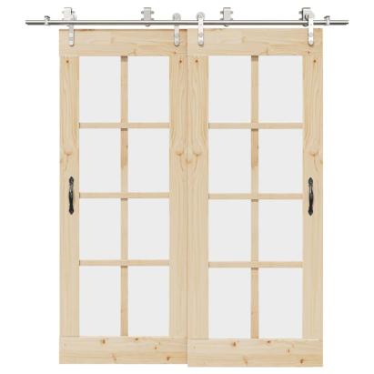 Set piese pentru ușă glisantă, argintiu, 200 cm oțel inoxidabil GartenMobel Dekor