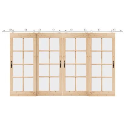 Set piese pentru ușă glisantă, argintiu, 200 cm oțel inoxidabil GartenMobel Dekor