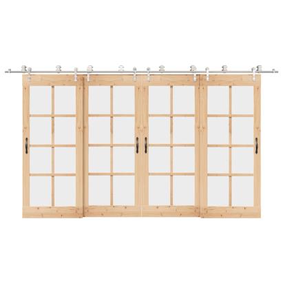 Set piese pentru ușă glisantă, argintiu, 200 cm oțel inoxidabil GartenMobel Dekor