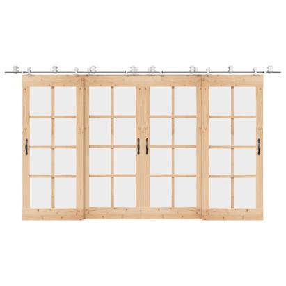 Set piese pentru ușă glisantă, argintiu, 200 cm oțel inoxidabil GartenMobel Dekor