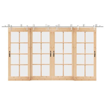 Set piese pentru ușă glisantă, argintiu, 200 cm oțel inoxidabil GartenMobel Dekor