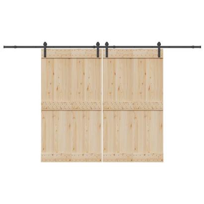 Set feronerie pentru ușă glisantă, negru, 183 cm, oțel GartenMobel Dekor