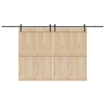 Set feronerie pentru uși glisante, negru, 200 cm, oțel GartenMobel Dekor