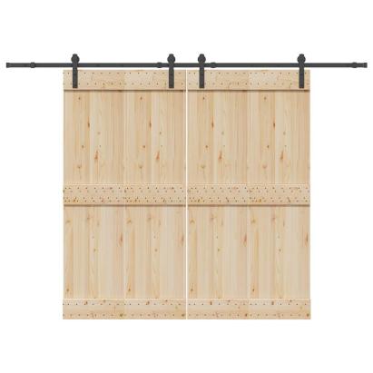 Set feronerie pentru uși glisante, negru, 213,5 cm, oțel GartenMobel Dekor
