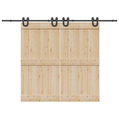 Set feronerie pentru ușă glisantă, negru, 183 cm, oțel GartenMobel Dekor